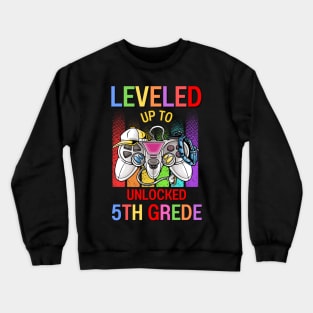 Leveled Up To Unlocked 5th Grade Video Game Back To School Crewneck Sweatshirt